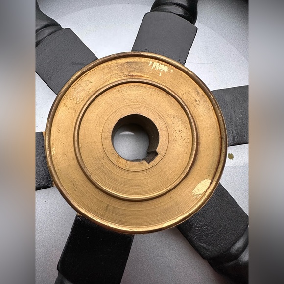 Vintage Nautical Handcrafted Black Wooden and Brass Ship Wheel - Picture 2 of 4